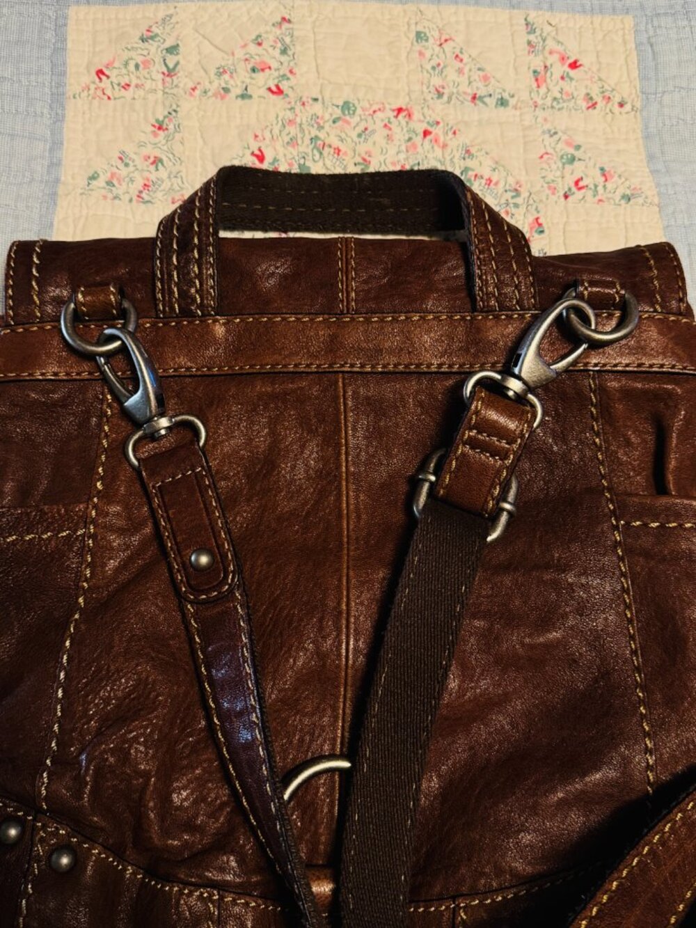 Brown Leather Fossil Satchel/Crossbody Bag - Picture 4 of 4